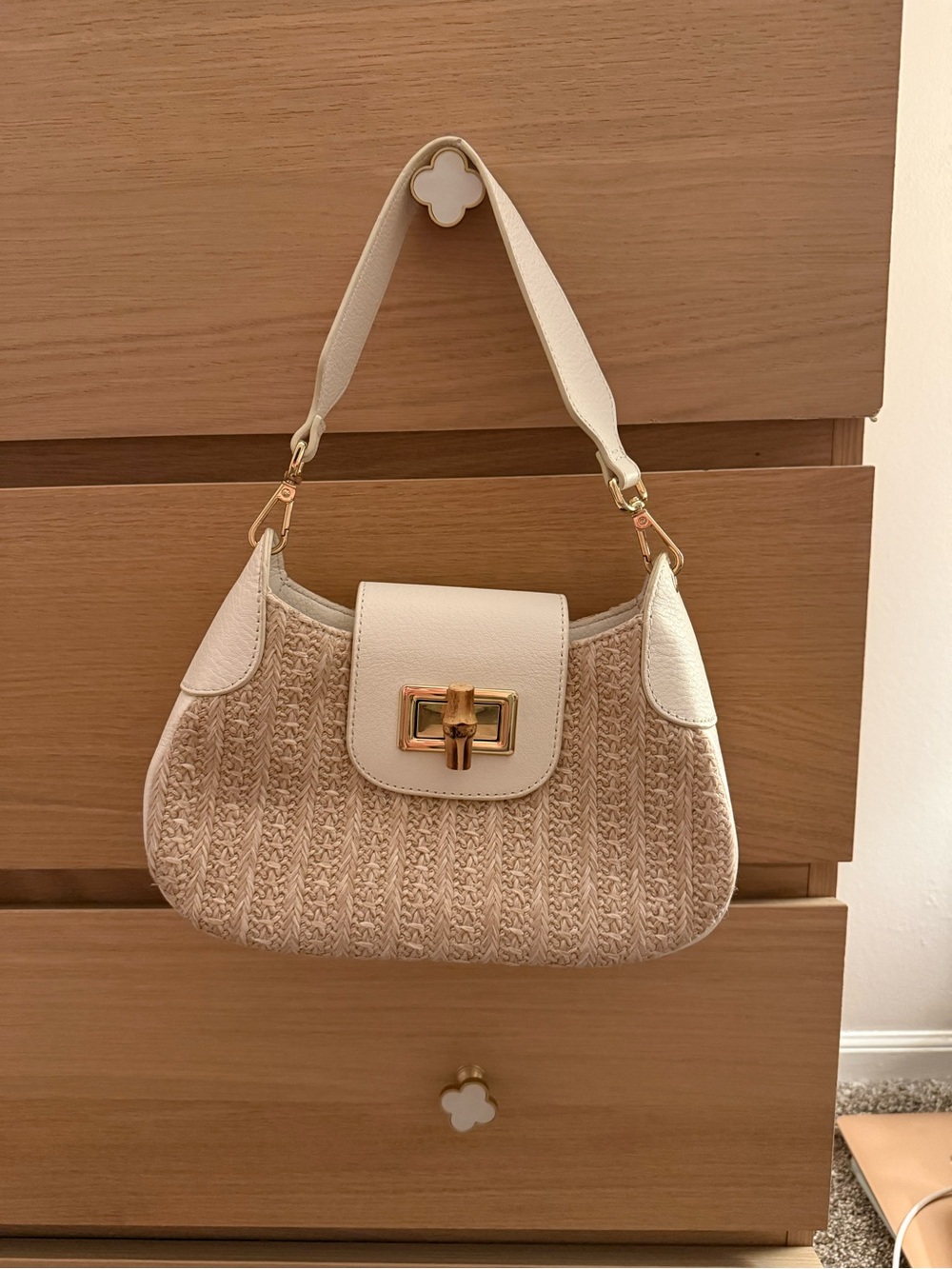 Mark & Graham BAMBOO RAFFIA SHOULDER BAG